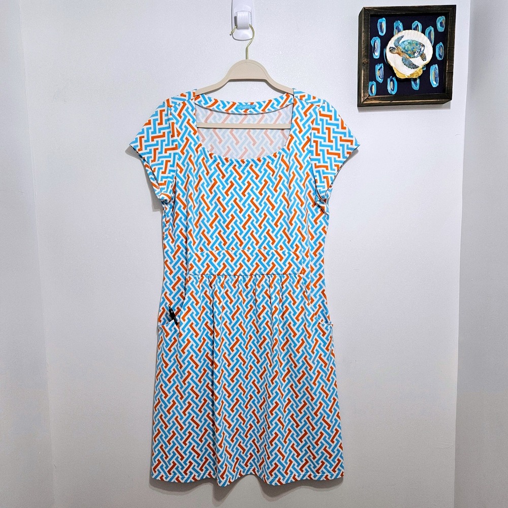J.McLaughlin Short Sleeve Catalina Cloth Dress Emma Pockets Multicolor L